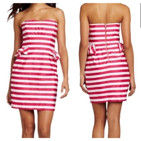 Lilly Pulitzer Pink Striped Maybelle Strapless Dress 4 - Picture 1 of 8